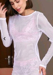 New White Mesh Long Sleeve Top(Bargainable)