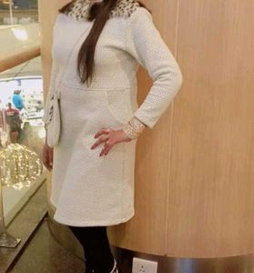 Unique Tweed Dress with Faux Fur