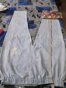 Light Blue Stone Washed Denim Pants