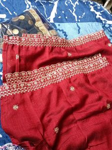 Embroidered Dupatta Set - Maroon &amp; Black