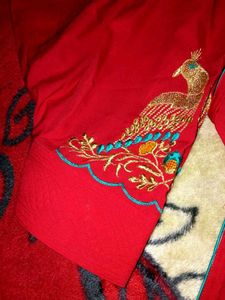 Red Embroidered Kurta Set