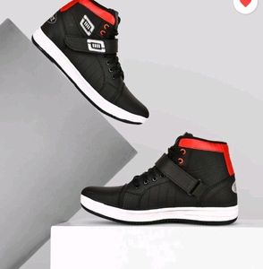 Black &amp; Red High-Top Sneakers