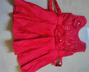 Baby Girl Red Party Dress And Cute Booties