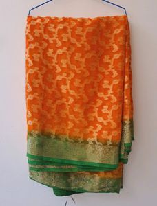 Embellished Orange Saree