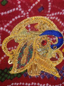 Madwadi Zari Work Red Georgette Chunri Duppata