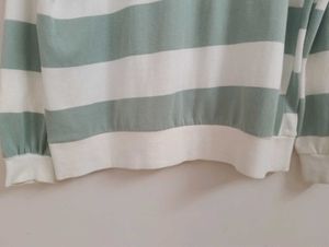 &#34;Korean Sage Striped Oversized Sweatshirt