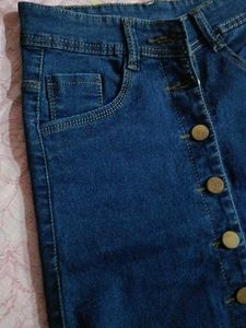 Denim Button-Front Skirt