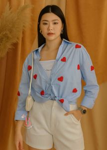 Heart Applique Oversized Shirt