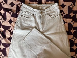 High-Waisted Straight Fit White Jeans