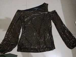 Sequin One-Shoulder Top