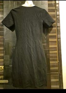 Black Button-Up Dress with White Collar