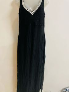 Diamond Work Cocktail Gown With Slit