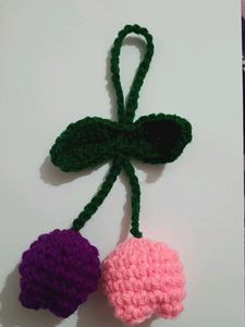 Crochet Two Tulip Charm Keychain
