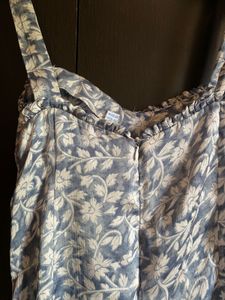 Floral Blue Mesh Maxi Dress