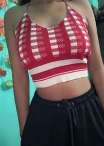 Red & White Halter Top