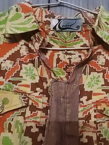 Multicolour Collar Kurti With Pockets