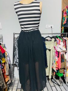 Striped &amp; Black Maxi Dress