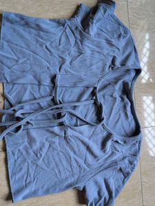 Blue Tie-Front Crop Top