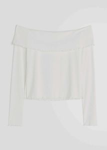 White Off-Shoulder Long Sleeve Top