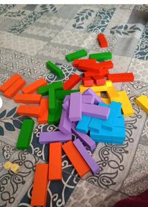 Colorful Wooden Block Tower Game