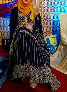 Elegant Navy Blue Embroidered Dress