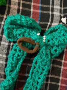 Green Crochet Hair Bow