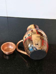 Unique printed Copper Jug with Glass set
