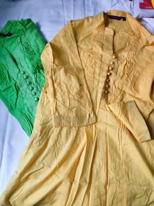 Green & Yellow Kurti Top