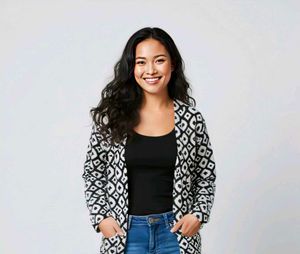 Black &amp; White Geometric Cardigan