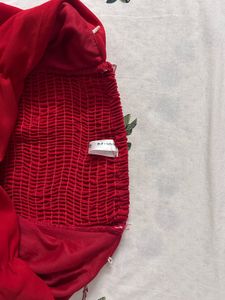 Red Ruched Bandeau Top