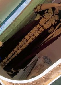 Elegant Burgandy &amp; Gold Embroidered Dress