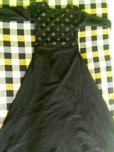 Elegant Black Sheer Sleeve Maxi Dress