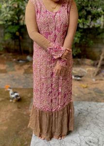 Elegant Pink Floral Ethnic Gown