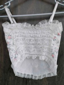 WHITE FLORAL CORSET TOP