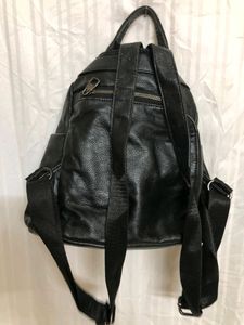Black Leather Classic Backpack
