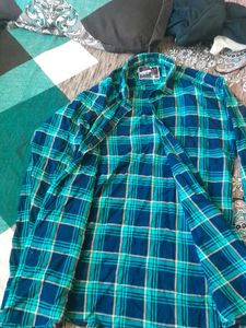 Blue &amp; Teal Plaid Long Sleeve Shirt