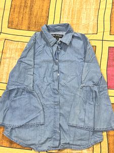 Denim Shirt With Bell Sleeves