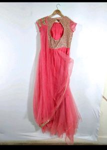 Beautiful Pink Gown With Attached Dupatta