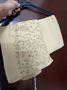 Embroidered Olive Kurti With Dupatta &amp; Salwar
