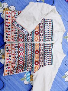 White Embroidered Shrug