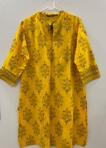 Yellow Printed Kurta