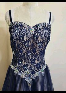Elegant Navy Blue Embellished Gown