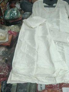 Elegant White Embroidered Kurti Set