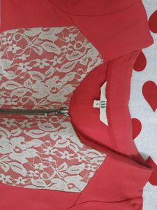 Coral Lace Detail dress AND brand