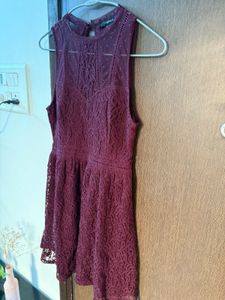 Burgundy Lace Sleeveless Dress