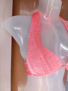 Peach Halter Bikini Top