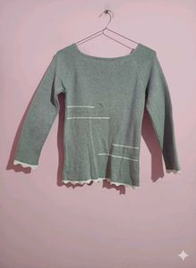 grey full sleeve knit top