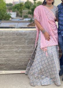 Grey Sequins Work Lahenga