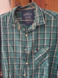 Cantabil Green Checkered Shirt