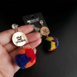 Colorful  Pom Earring